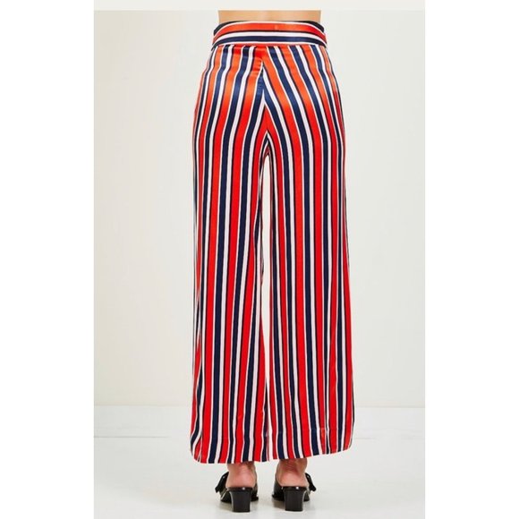 Just Female Mynte Red Striped Satin Trousers Size Small - Picture 3 of 12